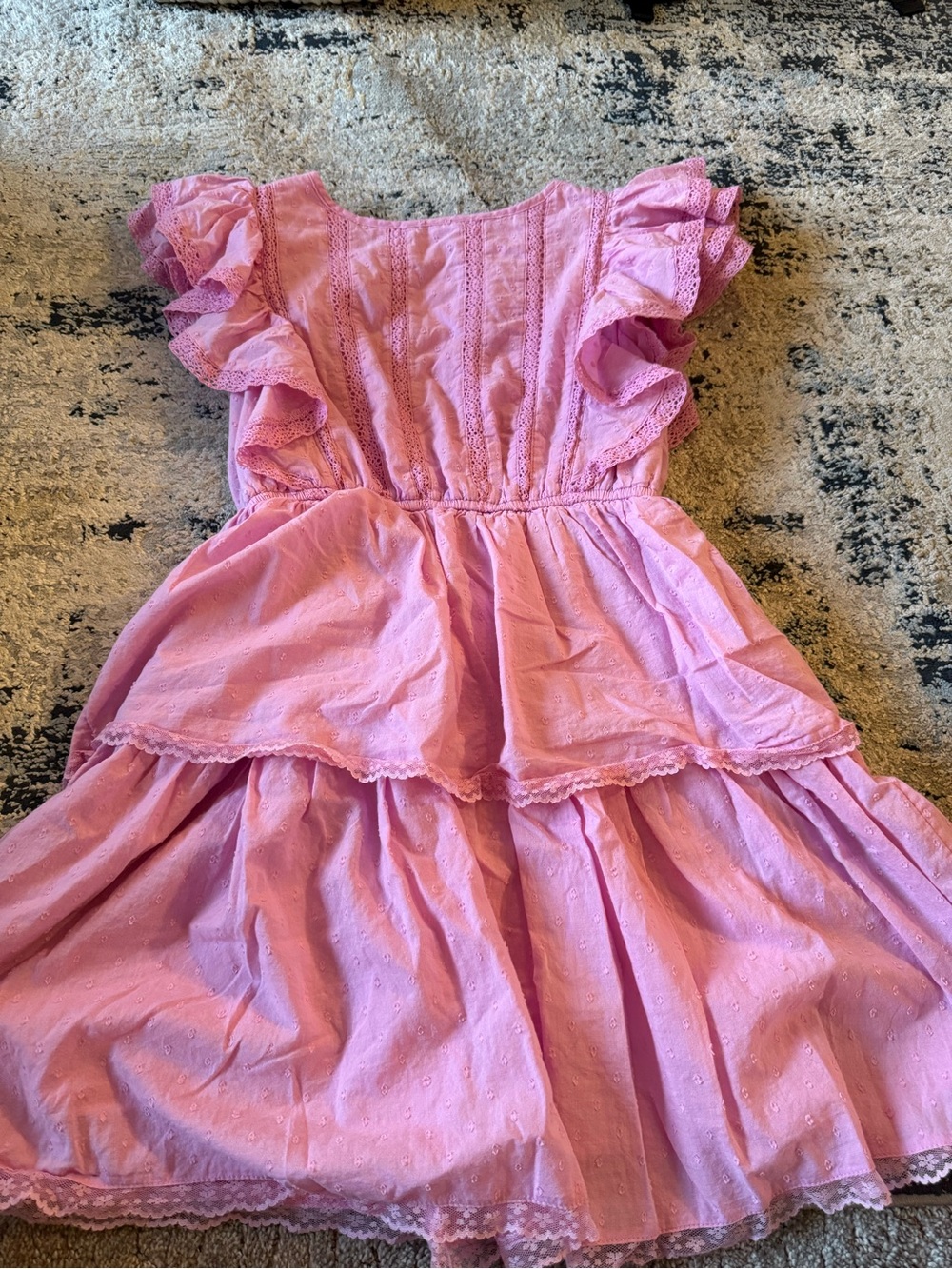 Pink Ruffle Tiered Midi Dress